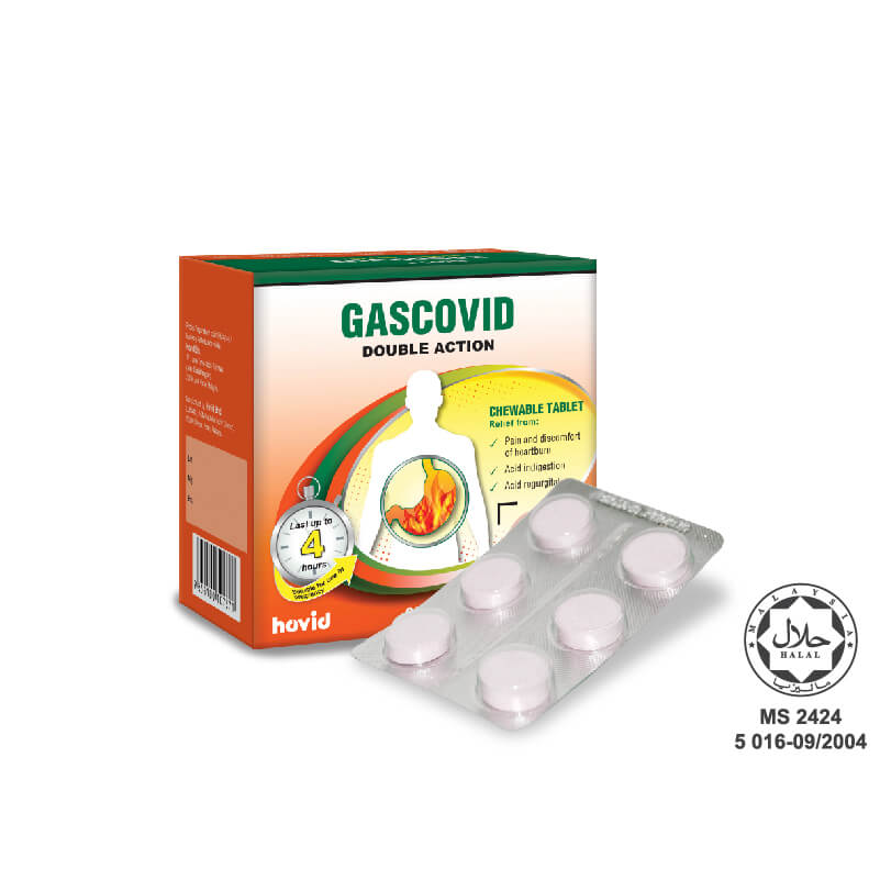Hovid Gascovid Double Action Chewable Tablet (Peppermint Flavour)
